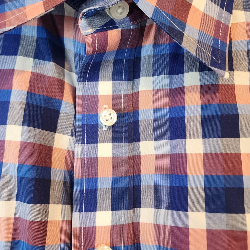 JOS A BANK Traveler's Collection Tailored Fit Plaid Button Down Shirt Men Large - Picture 4 of 5